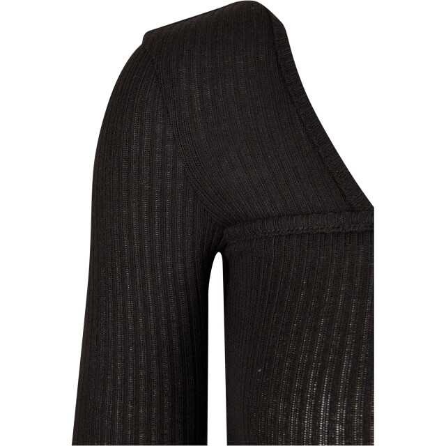 Urban Classics Dames geribbelde vierkante hals top met lange mouwen UTTN762_black large