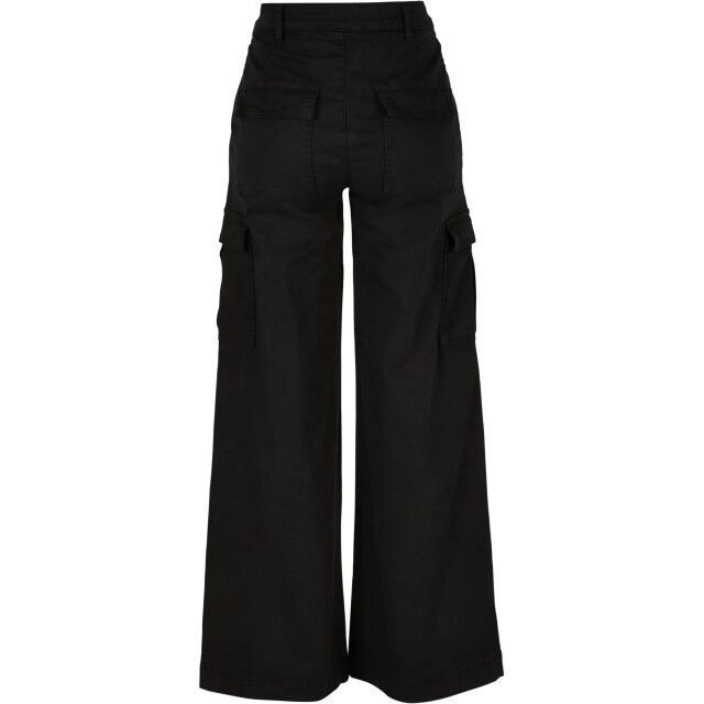 Urban Classics Dames twill hoge taille wijde pijpen cargo broek UTTN752_black large