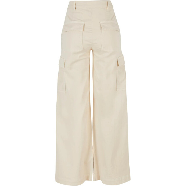 Urban Classics Dames twill hoge taille wijde pijpen cargo broek UTTN752_whitesand large