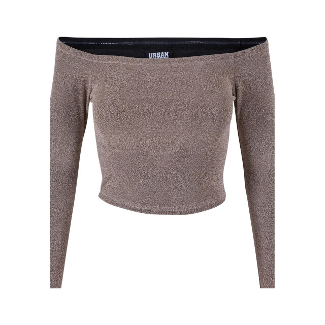 Urban Classics Dames glitter off shoulder top met lange mouwen UTTN749_gold large