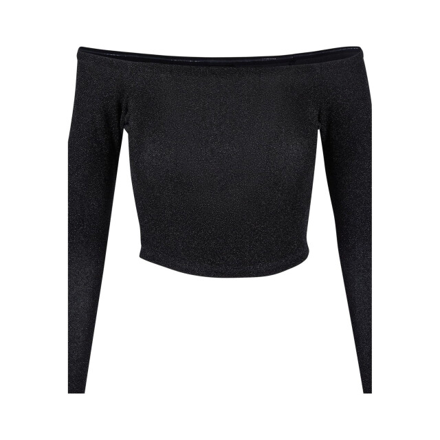 Urban Classics Dames glitter off shoulder top met lange mouwen UTTN749_black large