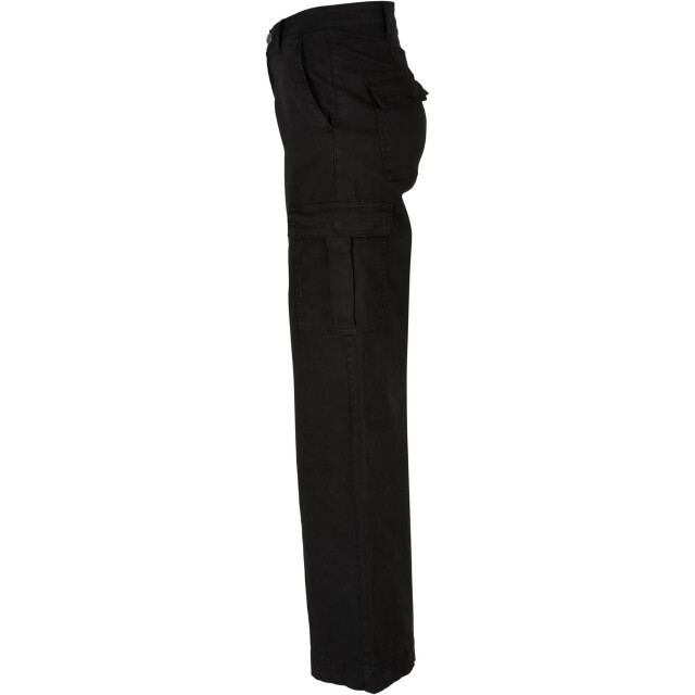 Urban Classics Dames twill hoge taille wijde pijpen cargo broek UTTN752_black large