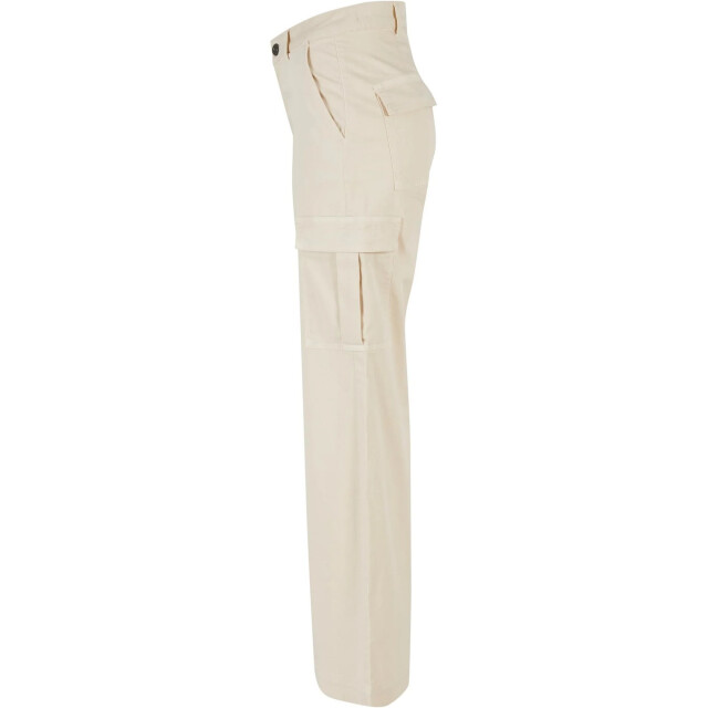 Urban Classics Dames twill hoge taille wijde pijpen cargo broek UTTN752_whitesand large