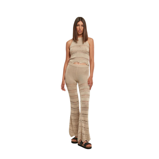 Urban Classics Dames gebreide gehaakte uitlopende legging UTTN748_softseagrass large