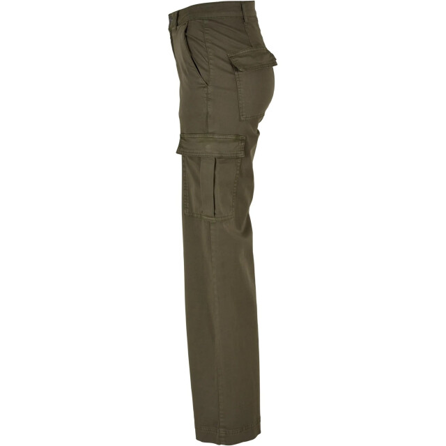 Urban Classics Dames twill hoge taille wijde pijpen cargo broek UTTN752_olive large