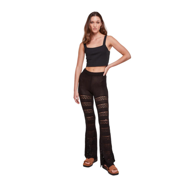 Urban Classics Dames gebreide gehaakte uitlopende legging UTTN748_black large