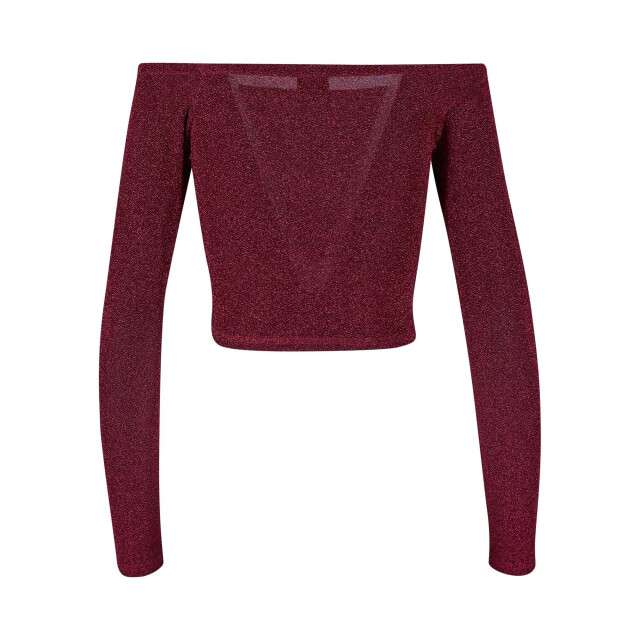 Urban Classics Dames glitter off shoulder top met lange mouwen UTTN749_burgundy large