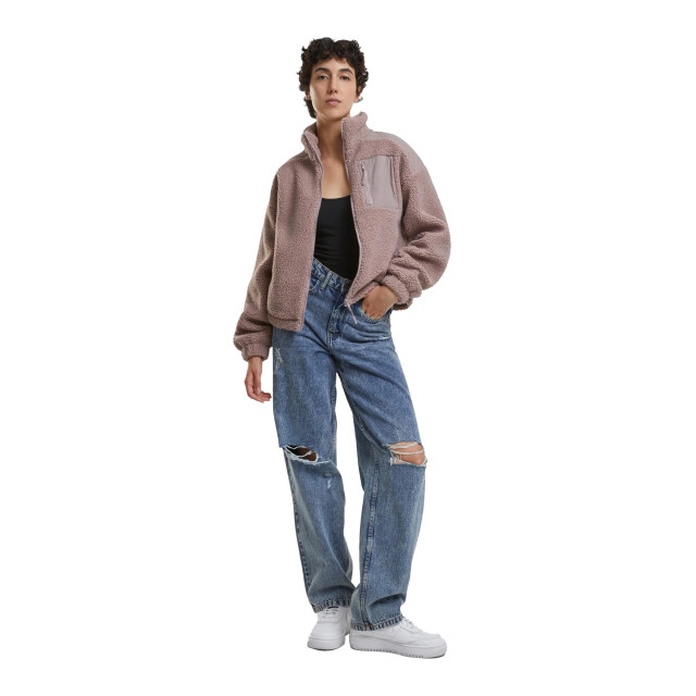 Urban Classics Dames sherpa fleece jas UTTN739_duskrose large