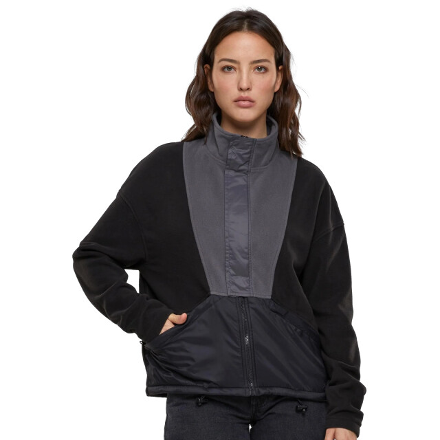 Urban Classics Dames polar fleece track jacket UTTN465_blackdarkshadow large