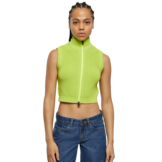Urban Classics Dames gebreide korte vest top UTTN456_frozenyellow large
