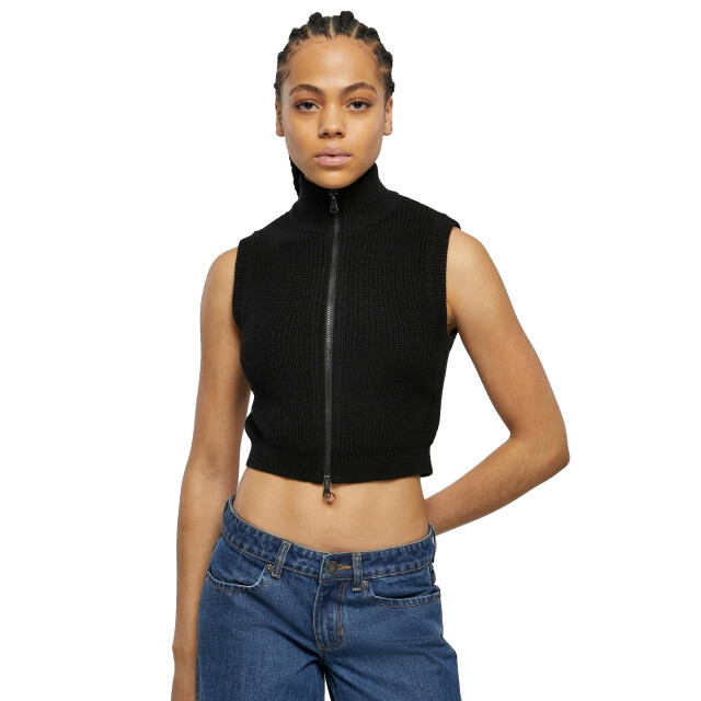 Urban Classics Dames gebreide korte vest top UTTN456_black large