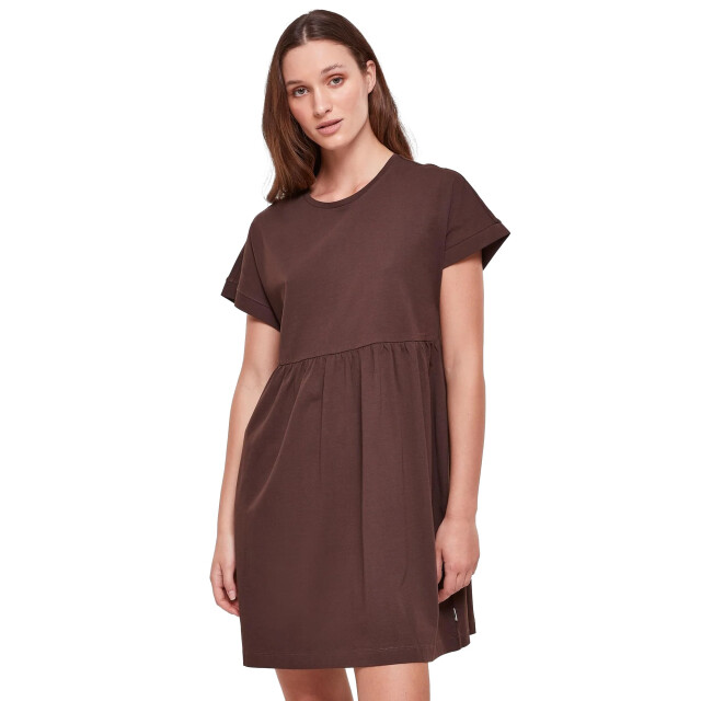 Urban Classics Dames empire valance organic t-shirt jurk UTTN461_brown large