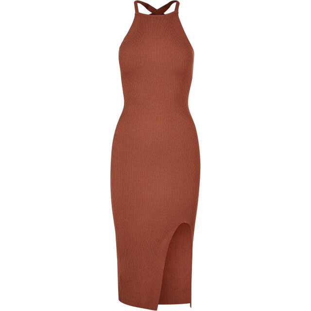 Urban Classics Dames rib gebreide kruis rug midi jurk UTTN719_terracotta large