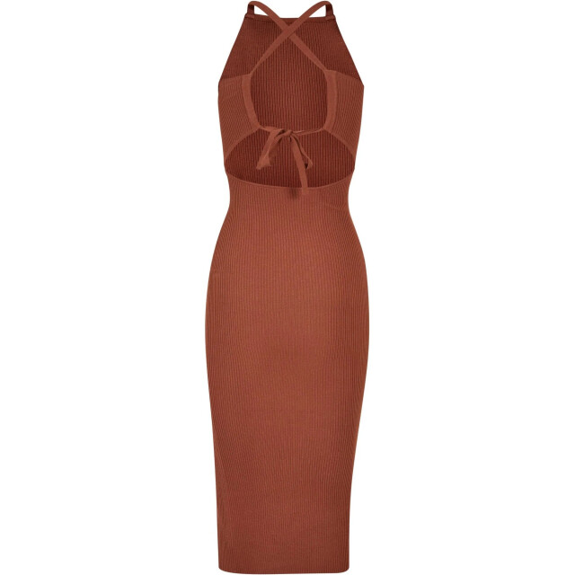 Urban Classics Dames rib gebreide kruis rug midi jurk UTTN719_terracotta large