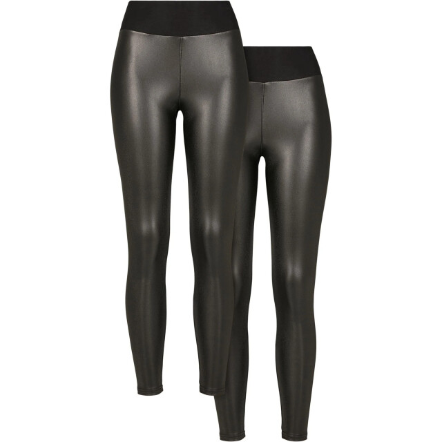 Urban Classics Dames legging hoog taille leer (set van 2) UTTN728_blackblack large
