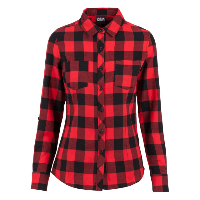 Urban Classics Geruit flanellen overhemd met omgeslagen manchet dames UTTN450_blackred large