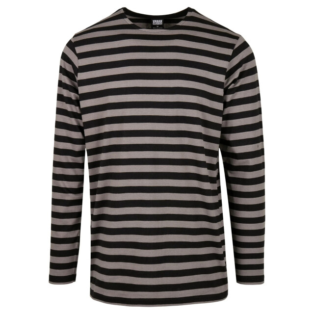 Urban Classics Heren gestreept normaal t-shirt met lange mouwen UTTN792_asphaltblack large