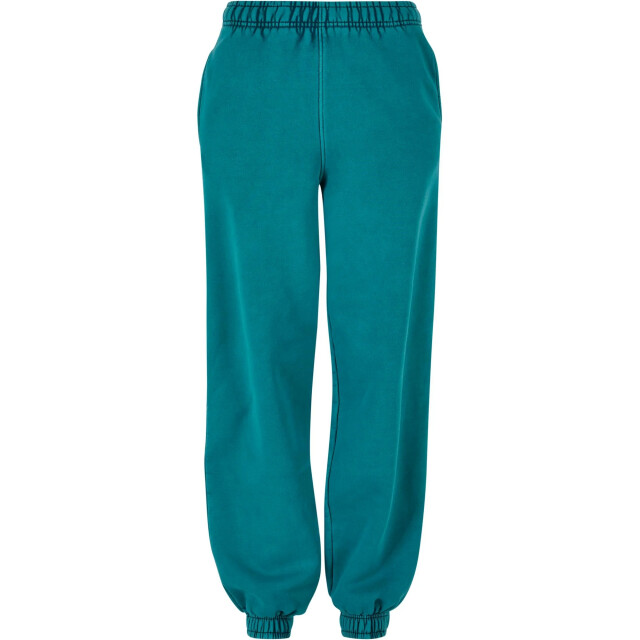 Urban Classics Dames stone wash hoge wijdte sweatbroek UTTN707_watergreen large