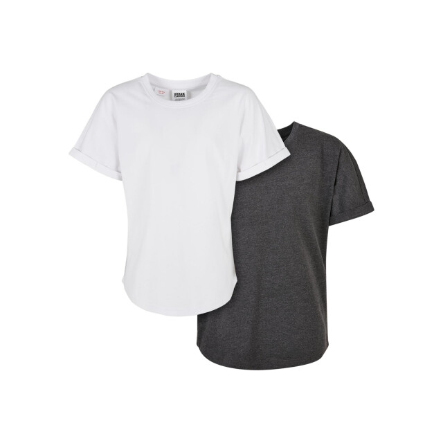 Urban Classics Jongens lang turn up t-shirt (set van 2) UTTN692_charcoalwhite large