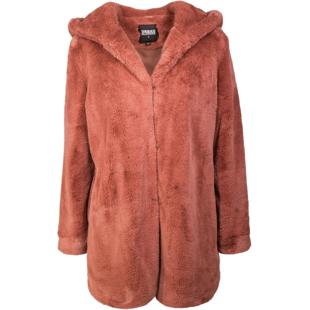 Urban Classics Dames teddy fleece mantel met capuchon UTTN428_darkrose large