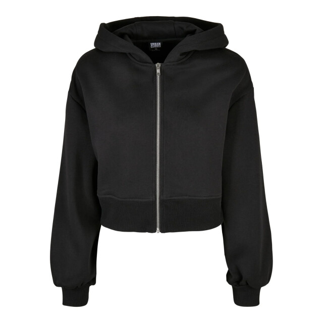 Urban Classics Dames korte oversized hoodie met volledige ritssluiting UTTN758_black large