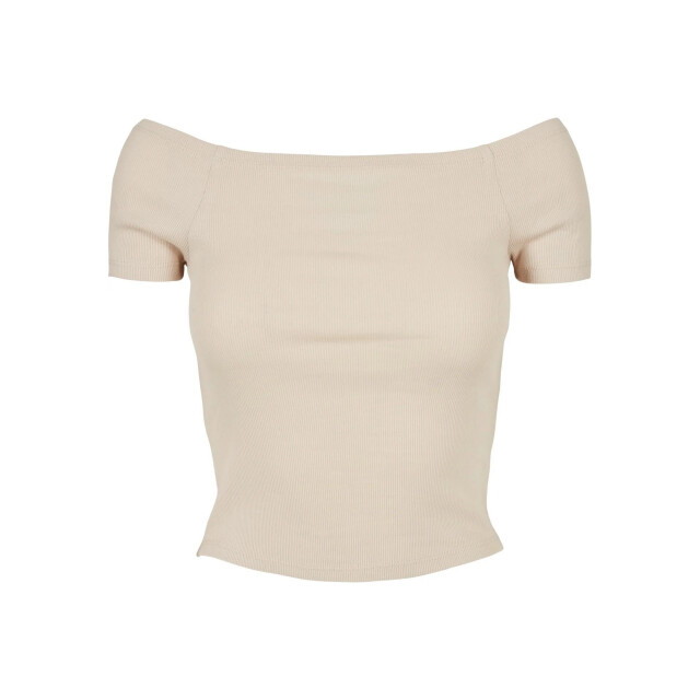 Urban Classics Dames geribd off shoulder t-shirt UTTN663_softseagrass large