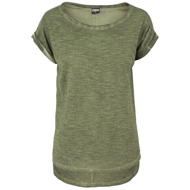 Urban Classics Dames spray dye gedompeld zoom t-shirt UTTN662_olive large