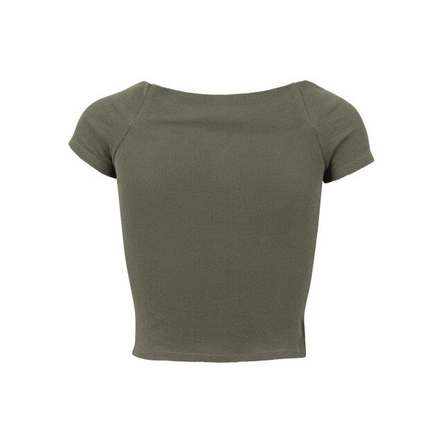 Urban Classics Dames geribd off shoulder t-shirt UTTN663_olive large