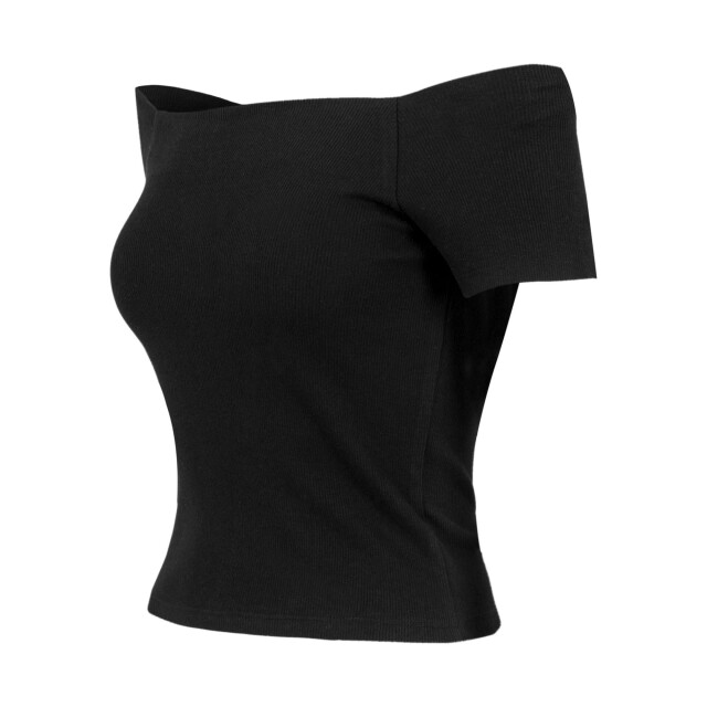 Urban Classics Dames geribd off shoulder t-shirt UTTN663_black large