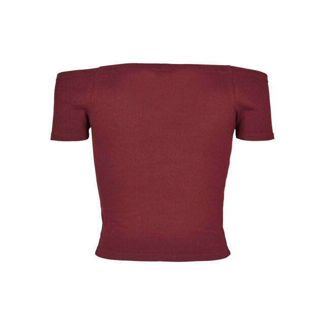 Urban Classics Dames geribd off shoulder t-shirt UTTN663_redwine large
