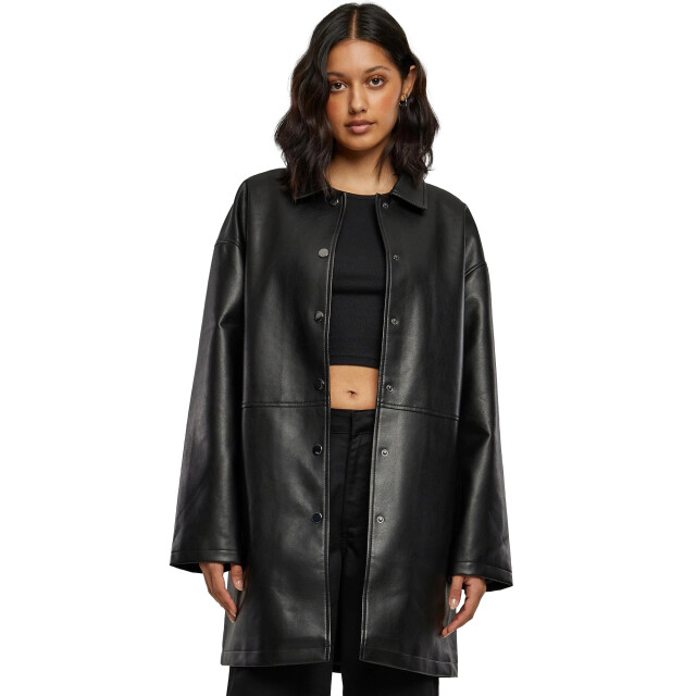 Urban Classics Dames mantel van imitatieleer UTTN651_black large
