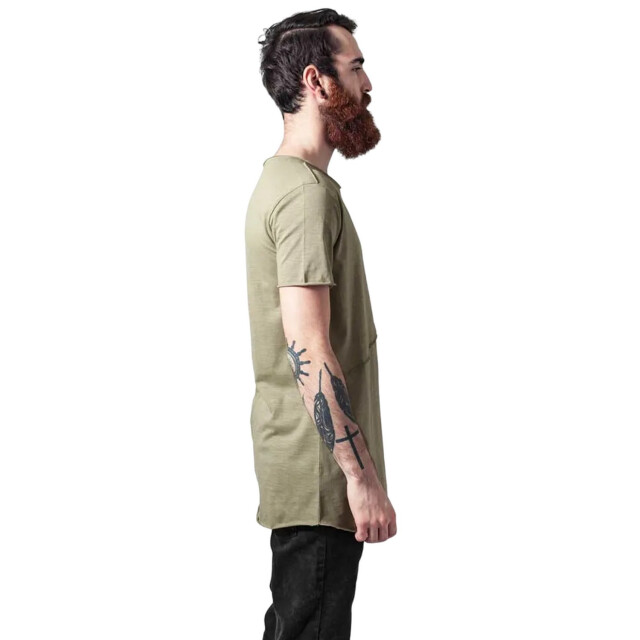 Urban Classics Heren rits met open rand lang t-shirt UTTN390_lightolive large