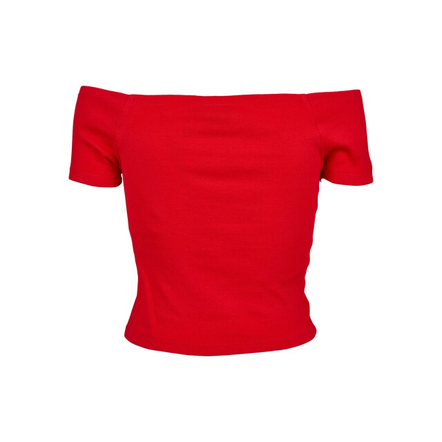 Urban Classics Dames geribd off shoulder t-shirt UTTN663_firered large