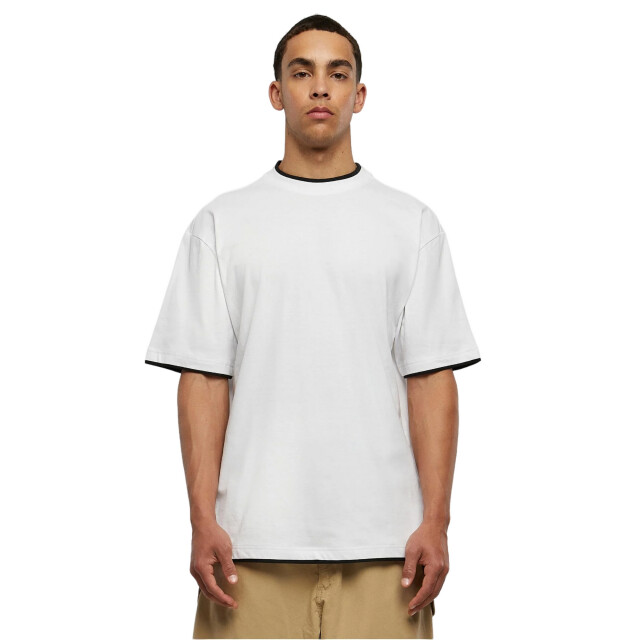 Urban Classics Heren lang t-shirt met contrastdetail UTTN374_whiteblack large
