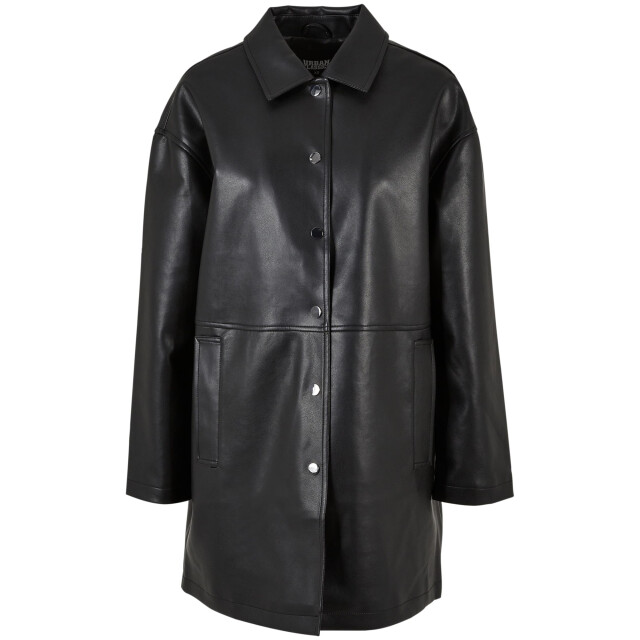 Urban Classics Dames mantel van imitatieleer UTTN651_black large
