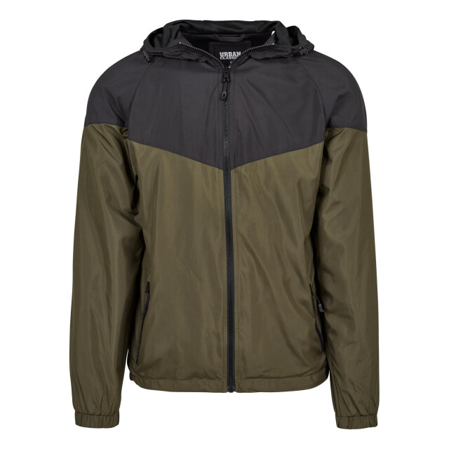Urban Classics Heren tech windrunner tweekleurig windjack UTTN627_blackdarkolive large