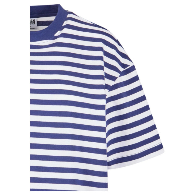 Urban Classics Dames gestreept oversized t-shirt jurk UTTN367_whitedarkblue large
