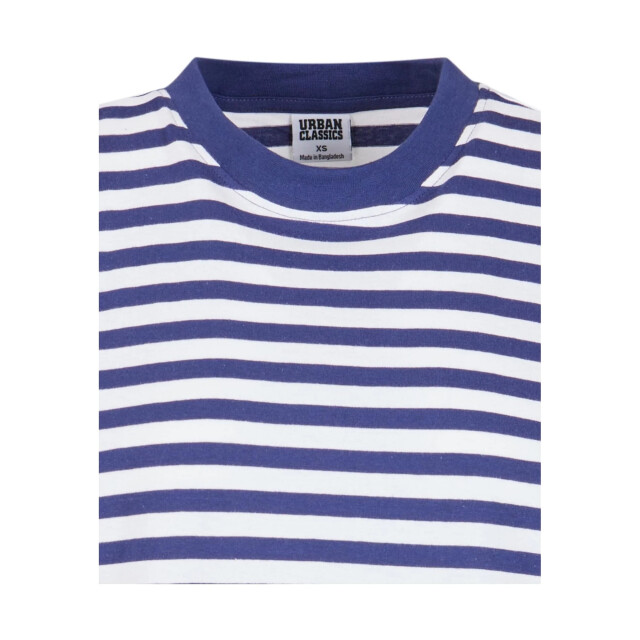 Urban Classics Dames gestreept oversized t-shirt jurk UTTN367_whitedarkblue large