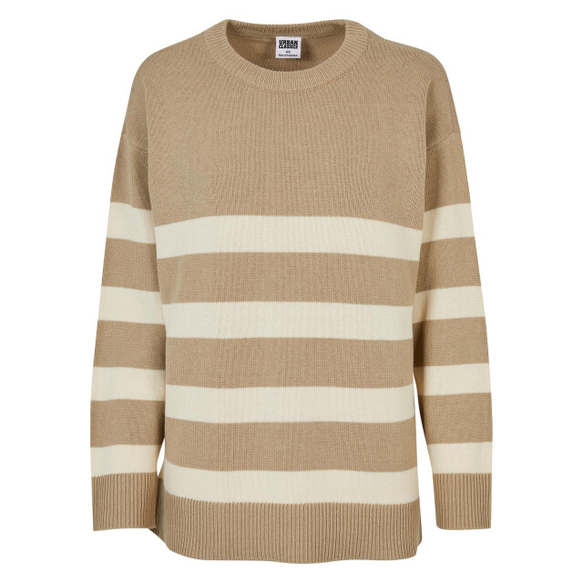 Urban Classics Dames gestreepte gebreide ronde hals trui UTTN368_wetsandsand large