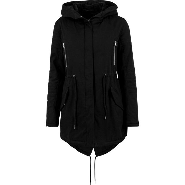Urban Classics Dames katoenen sherpa gevoerde parka UTTN609_black large