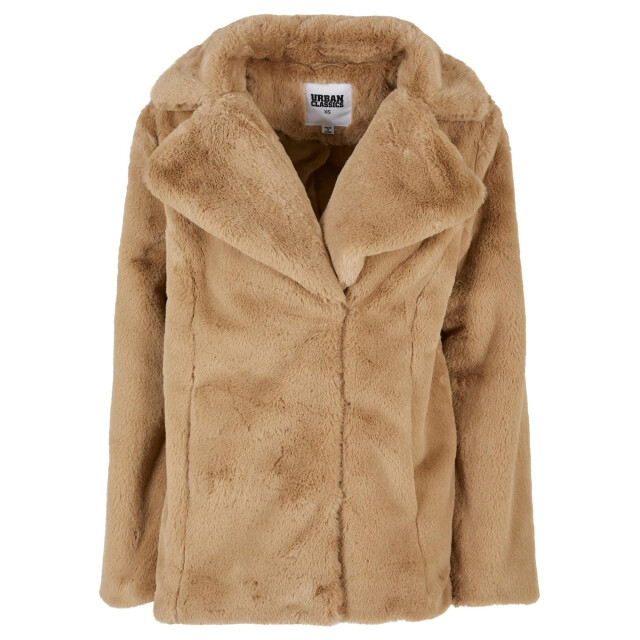 Urban Classics Dames teddy fleece jas met kapkraag UTTN689_unionbeige large