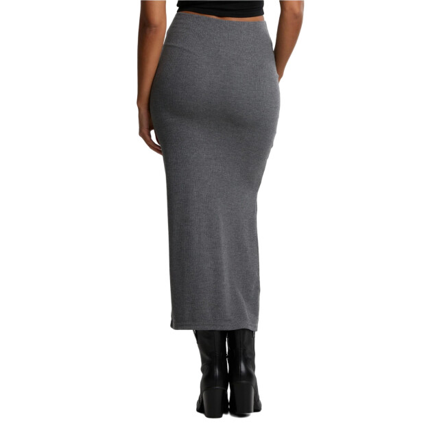 Urban Classics Dames geribbelde maxi rok met hoge split UTTN591_darkgreymelange large