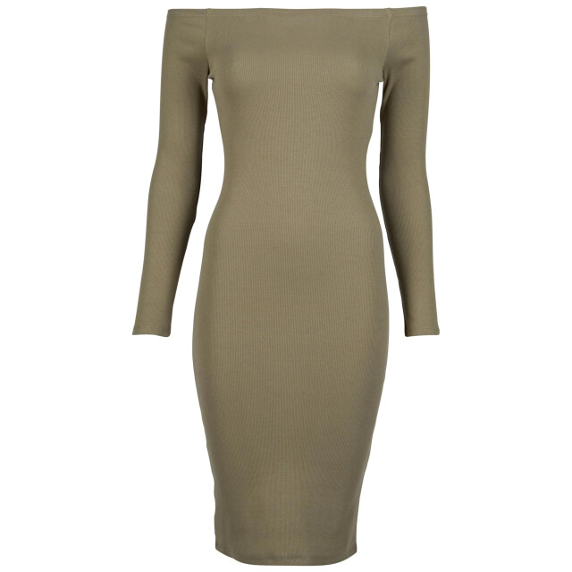 Urban Classics Dames ribbed off shoulders jurk met lange mouwen UTTN353_tiniolive large