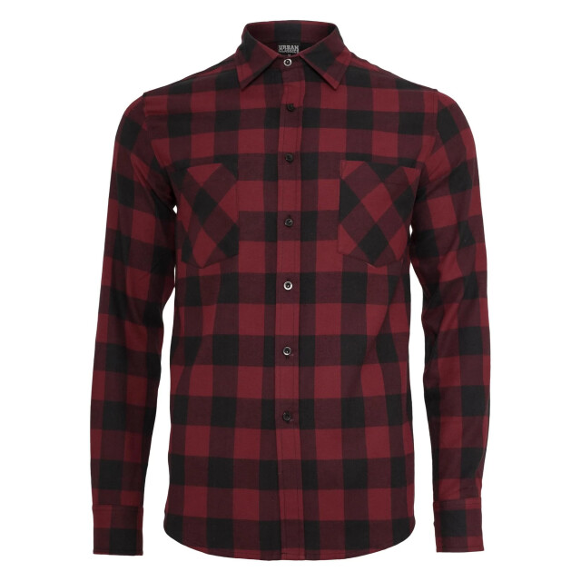 Urban Classics Heren geruit flannel shirt UTTN342_blackburgundy large