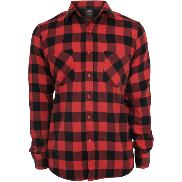 Urban Classics Heren geruit flannel shirt UTTN342_blackred large