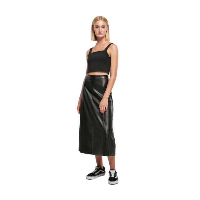 Urban Classics Dames synthetisch leren midi rok UTTN553_black large