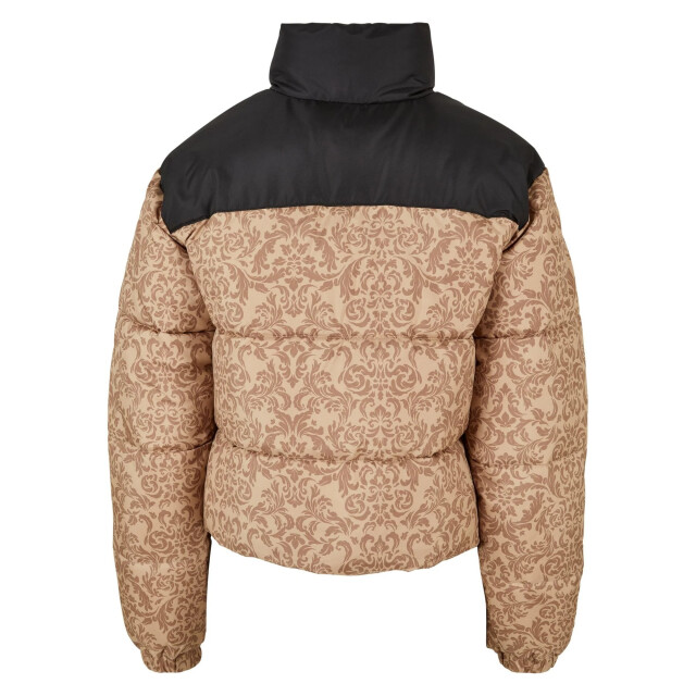 Urban Classics Dames retro pufferjas met all-over print UTTN534_unionbeige large