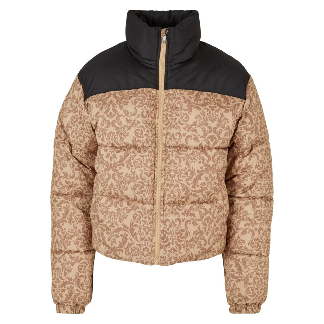 Urban Classics Dames retro pufferjas met all-over print UTTN534_unionbeige large