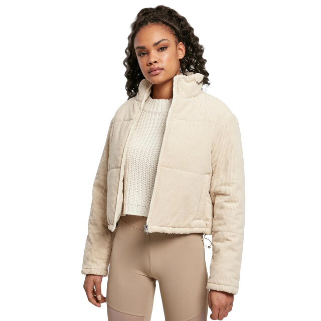 Urban Classics Dames corduroy pufferjas UTTN266_whitesand large