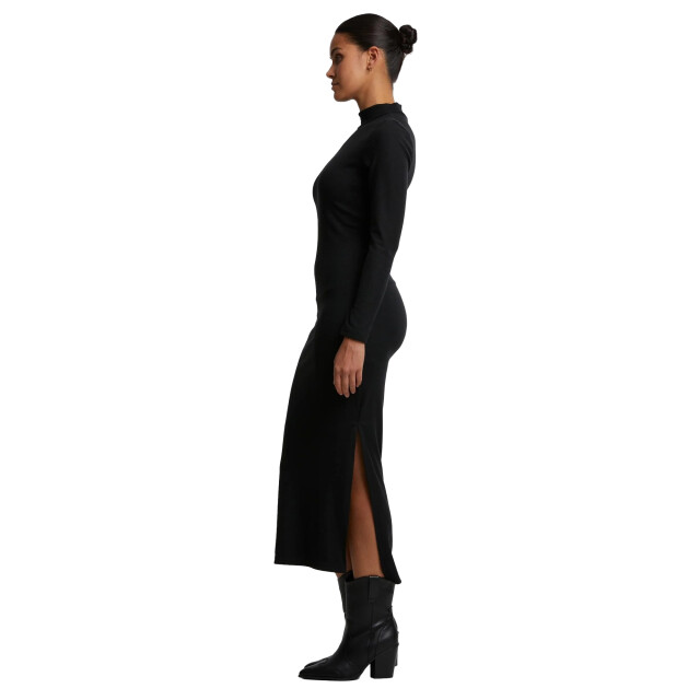 Urban Classics Dames ribbed mock neck jurk met lange mouwen UTTN515_black large